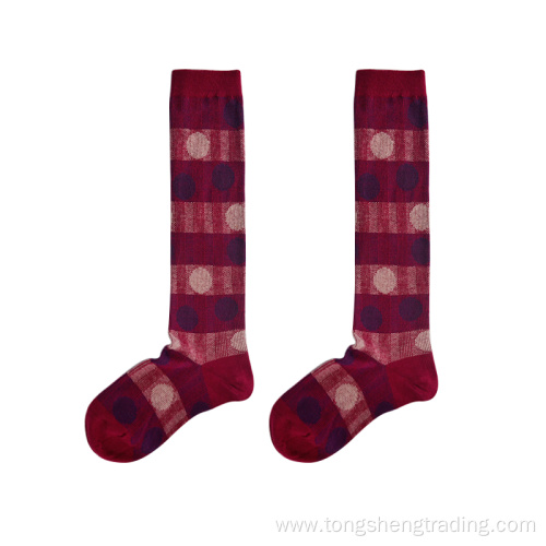 Knee high wave point joyful happy lady's socks